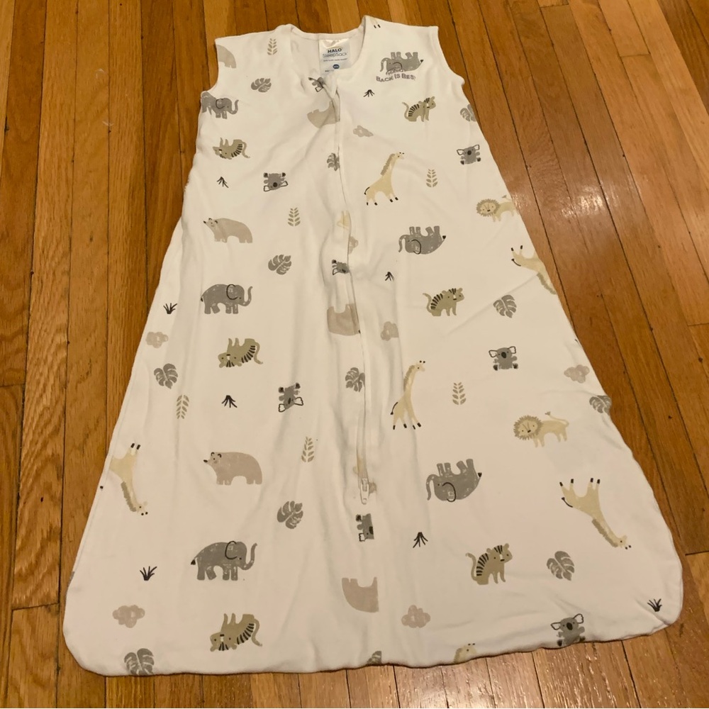 Halo Kids Sleep Sack - White with Animal Print Medium